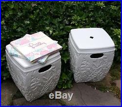 Lilly Pulitzer for Target. A Set of 2 Ceramic Bamboo stem White Garden Stools