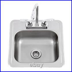 Lion Stainless Steel Bar Sink with Faucet, 15x15-Inches