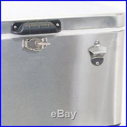 Lockable 54qt Stainless Steel Cooler 85 Can Drink Storage Chest Boating Picnic