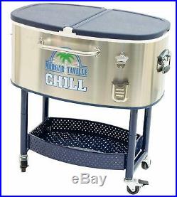 Margaritaville 77 Quart Oval Stainless Steel Outdoor Cooler with Wheels