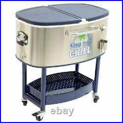 Margaritaville 77 Quart Oval Stainless Steel Outdoor Cooler with Wheels Mar