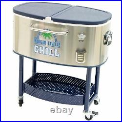 Margaritaville 77 Quart Oval Stainless Steel Outdoor Cooler with Wheels Mar