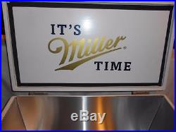 Miller Lite Beer Steel Cooler w White Wood Top Retro Ice Chest NEW Tailgate