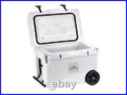 Monoprice Portable Wheeled 50 Liter Cooler White Outdoor Picnic With Bottle Opener