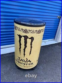 Monster Java Energy Ice Barrel Cooler Pre Owned Rolling Rare Hard To Find