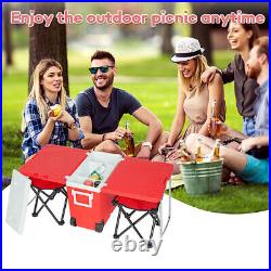 Multi-function Portable Rolling Cooler Foldable Stool for Outdoor Picnic Camping
