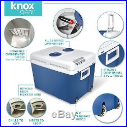 NEW Hard Blue Travel Electric Cooler & Warmer with Built In Plug Food & Drink