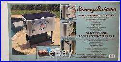 NEW Large Tommy Bahama 100 Quart Stainless Rolling Party Cooler Patio Ice Chest