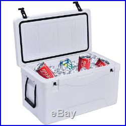 NEW Outdoor Insulated Fishing Hunting Cooler Ice Chest Heavy Duty 64 Quart White