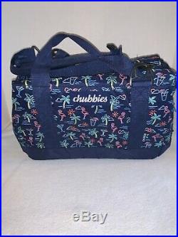 NEW Rare Chubbies The Neon Lights Cooler Tote Zip Up Neon Flamigo Insulated Blue