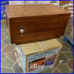 NEW Tommy Bahama 130 Can Cooler 100 Quart Rolling Cooler Eucalyptus Wood READ