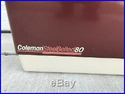 NICE Vintage Coleman 80 Quart Steel Belted Cooler with Insert Trays USA Made 1986