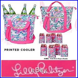 NWT Lilly Pulitzer 18x13x8 Cooler Cosmic Coral Cracked Up + BONUS S/8 Hugger Set