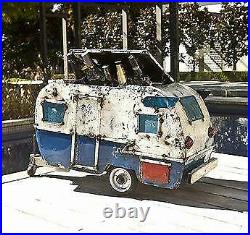 NWT! Retro Style Caravan Camper Insulated Metal Cooler! Handmade & Recycled