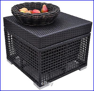 New Big Outdoor Cooler Ice Chest Patio Side Table Wicker Finish Aluminum Ice Box