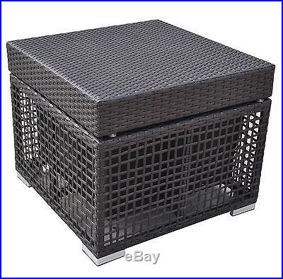 New Big Outdoor Cooler Ice Chest Patio Side Table Wicker Finish Aluminum Ice Box
