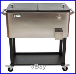 New Big Stainless Steel 80 Quart Party Cooler Rolling Catering Ice Box Chest