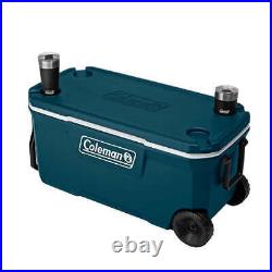 New Coleman 100 Quart Hard 5 Day Wheeled Cooler 160 Can Capacity 4 Cup Holders