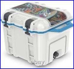 New Genuine OtterBox Venture Cooler 25 Quart Deyoung Trout, (White/Blue)