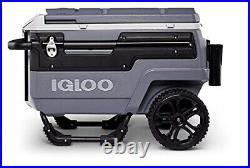 New Igloo 70 Qt Premium Trailmate Wheeled Rolling Cooler, Gray