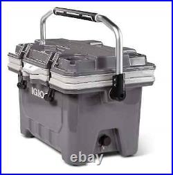 New Igloo large Capacity Coolers 24 Quart IMX Hard Sided Cooler Camping, Gray