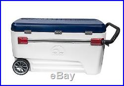 New Large 168 Can Rolling Cooler White Igloo 110 Quart Rolling Ice Chest