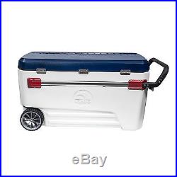 New Large 168 Can Rolling Cooler White Igloo 110 Quart Rolling Ice Chest Xmas