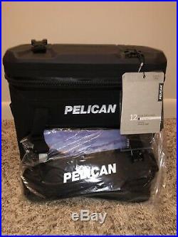 New! Pelican Elite 12 Can Soft Side Cooler. Black SC12. Tizip Waterproof