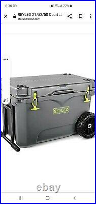 New Reyleo Portable 50 Qt. 5 Day Cooler With Wheels Pull Handle