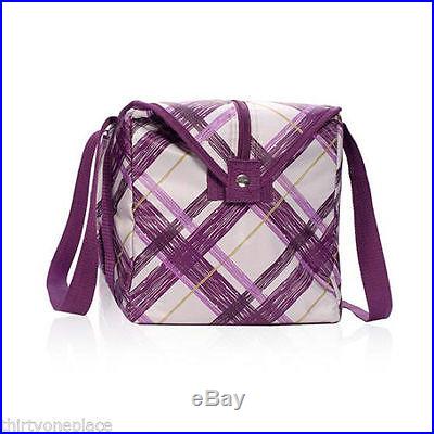 New Thirty One 31 Fresh Market Thermal Plum Plaid NO EMBROIDERY Purple Cooler