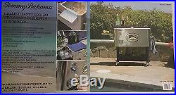 New Tommy Bahama Rolling Stainless Steel Party Cooler 100 Quart