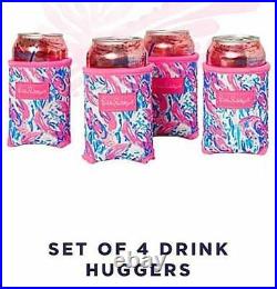 Nip Lilly Pulitzer Cosmic Cooler&drink Hugger Set Cracked Up Get Beach Ready