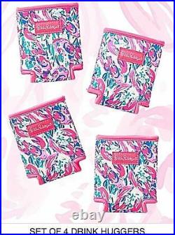Nip Lilly Pulitzer Cosmic Cooler&drink Hugger Set Cracked Up Get Beach Ready