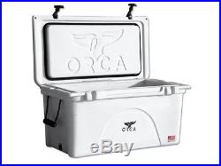 ORCA 140 QUART WHITE COOLER SLIGHTLY BLEMISHED ROTO MOLD ICE CHEST OR25401