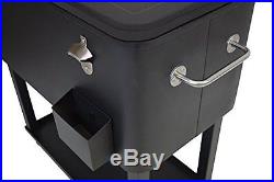 Oakland Living 90010-BK Steel Patio Cooler with Cart, 80-Quart