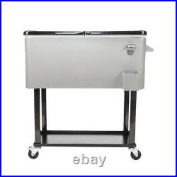 Outdoor 80QT Rolling Party Iron Spray Cooler Cart