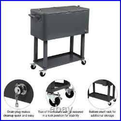 Outdoor 80QT Rolling Party Iron Spray Cooler Cart Ice Bee Chest Patio