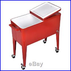 Outdoor 80 QT Party Portable Rolling Cooler Cart Ice Chest Bottle Opener Wheels
