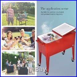 Outdoor 80 QT Patio Portable Rolling Cooler Cart Ice Beer Chest Beverage Party