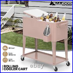 Outdoor 80 Quart Party Patio Rolling Cooler Cart Camping Beer Beverage Ice Chest