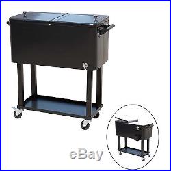 Outdoor 80 Quart Party Portable Rolling Cooler Cart Ice Beer Beverage Chest New