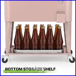 Outdoor 80 Quart Rolling Cooler Cart Party Patio Camping Beer Beverage Ice Chest