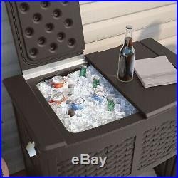 Outdoor Bar Cart Cooler Patio Portable Rolling Server Ice Beer Chest Shelf Deck