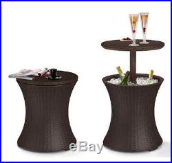 Outdoor Bar Rattan Table Ice Cooler Patio Furniture Deck Cocktail Party Pool BBQ