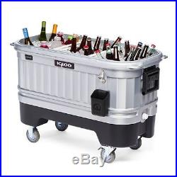 Outdoor Bar Wheeled Cooler LED Lights Igloo Party Tailgating Ice Chest 125 Qt