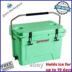 Outdoor Cooler Insulated Ice Chest Seafoam Rotomolded For Food Beverages 20 Qt