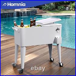 Outdoor Garden Drink Cooler Cart Rolling Ice Chest Poolside Party Bottle Opener