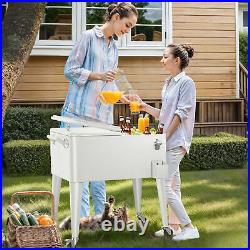 Outdoor Garden Drink Cooler Cart Rolling Ice Chest Poolside Party Bottle Opener