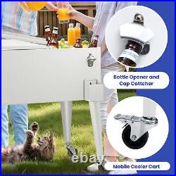 Outdoor Garden Drink Cooler Cart Rolling Ice Chest Poolside Party Bottle Opener