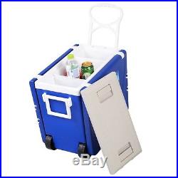 Outdoor Multi Function Rolling Cooler With Table And 2 Chairs Picnic Camping